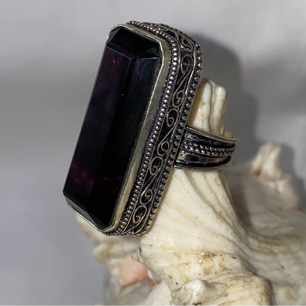 Exotic Syberian Plum Quartz Handcrafted vintage 925 ring - Picture 8 of 12